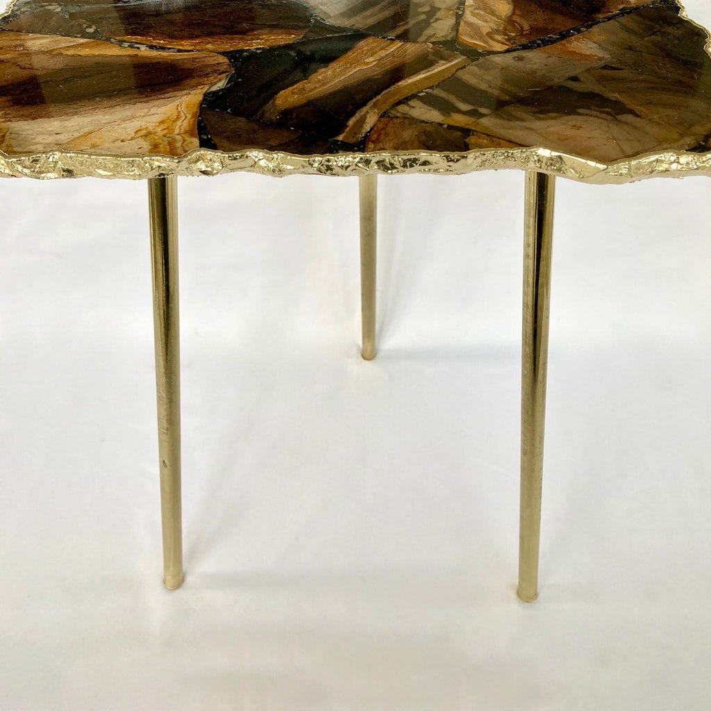Brown Agate/Crystal/Gemstone/Quartz Organic Edge Side/Drink/Coffee Table-2