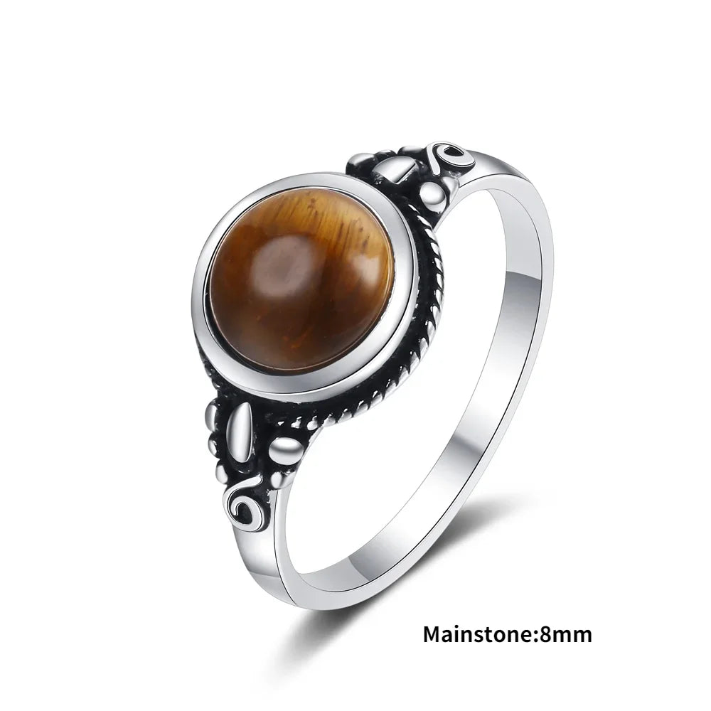 Natural Tiger Eye Rings S925 Silver Jewelry Ring