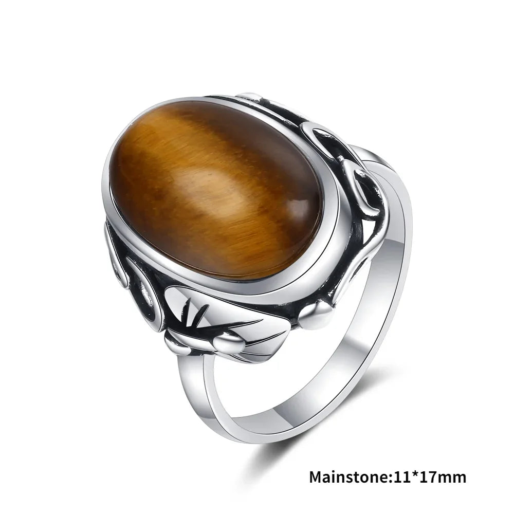 Natural Tiger Eye Rings S925 Silver Jewelry Ring