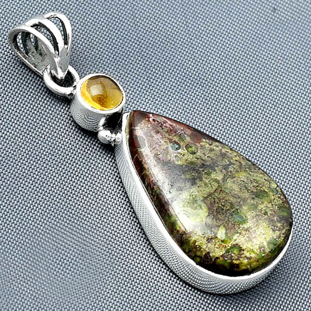 Natural Dragon Blood Stone & Citrine Pendant P-1077 SDP138147-2