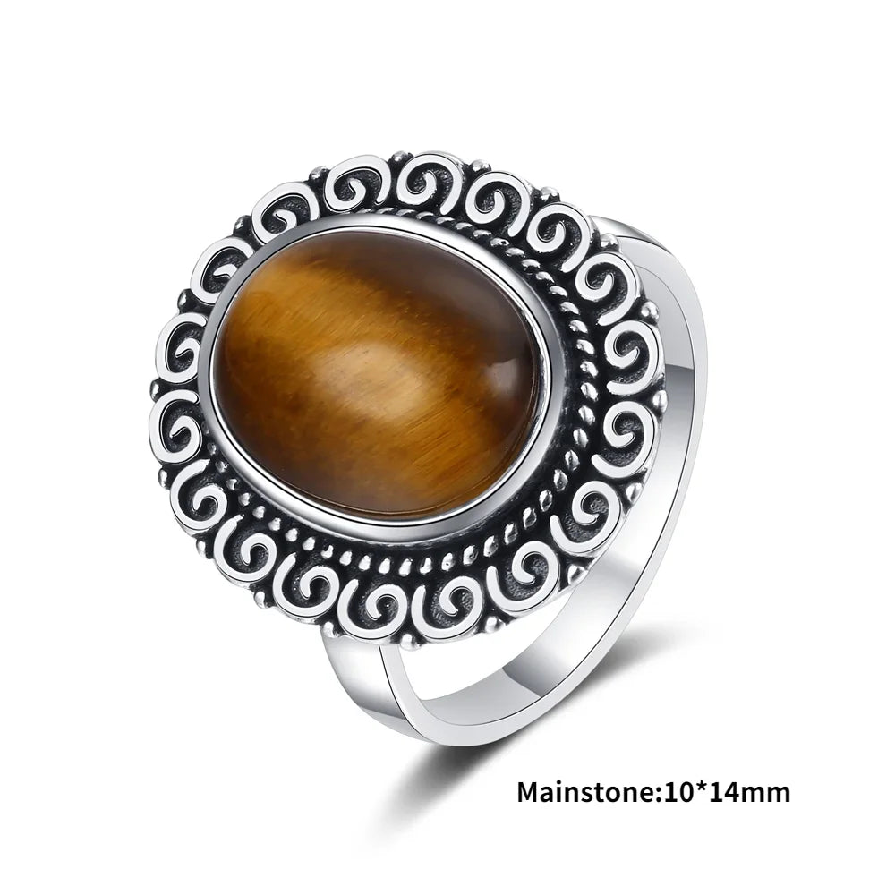 Natural Tiger Eye Rings S925 Silver Jewelry Ring