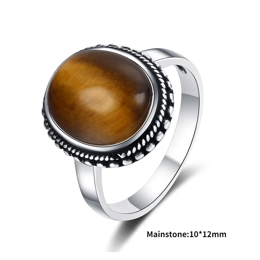Natural Tiger Eye Rings S925 Silver Jewelry Ring
