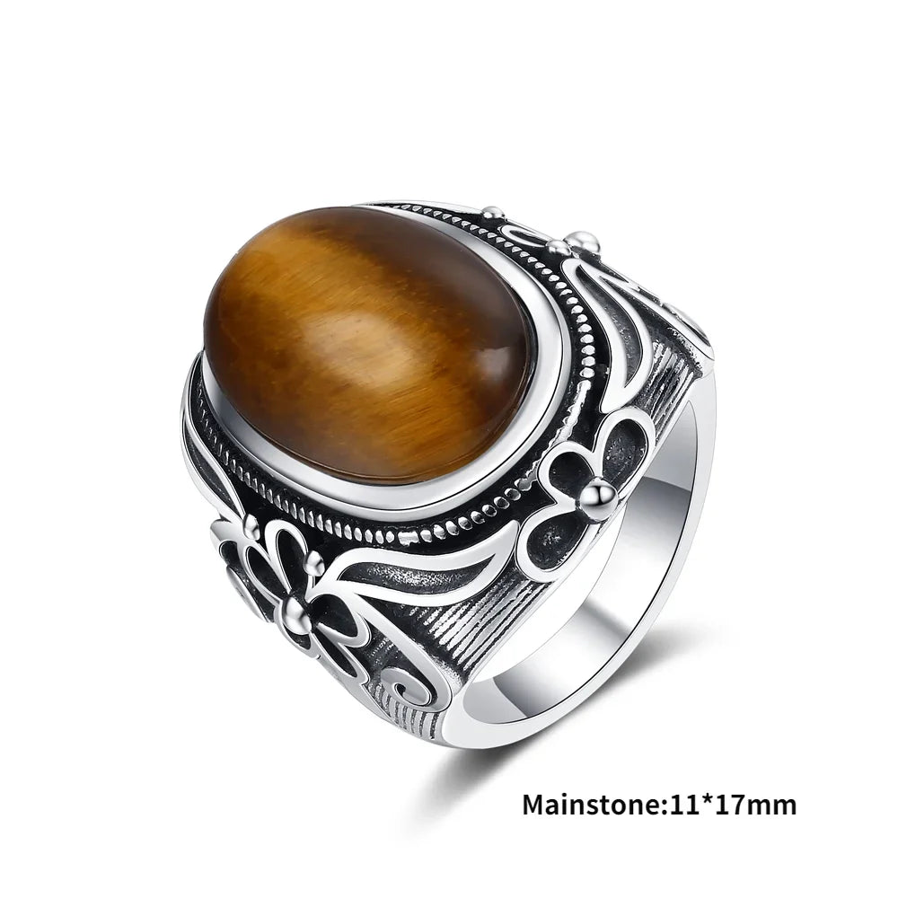 Natural Tiger Eye Rings S925 Silver Jewelry Ring