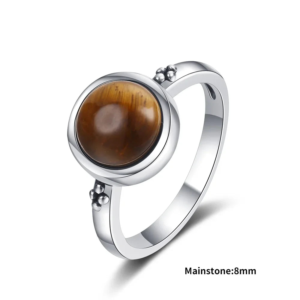 Natural Tiger Eye Rings S925 Silver Jewelry Ring