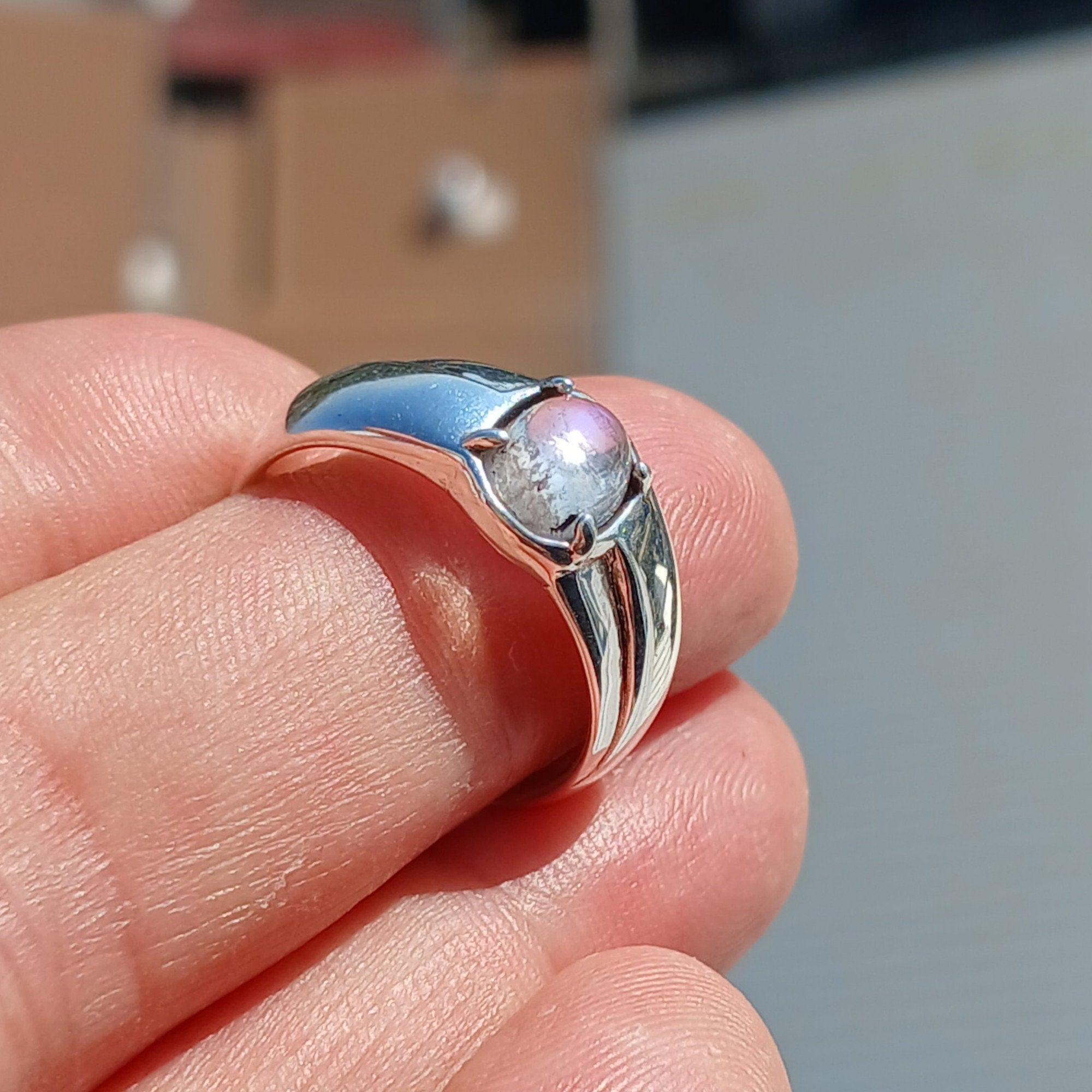 Natural Moonstone Ring, Gemstone Ring, Sterling Silver Ring, Solitaire Ring, oval Ceylon Moonstone, moonstone jewelry, gift for her, Size 9-1