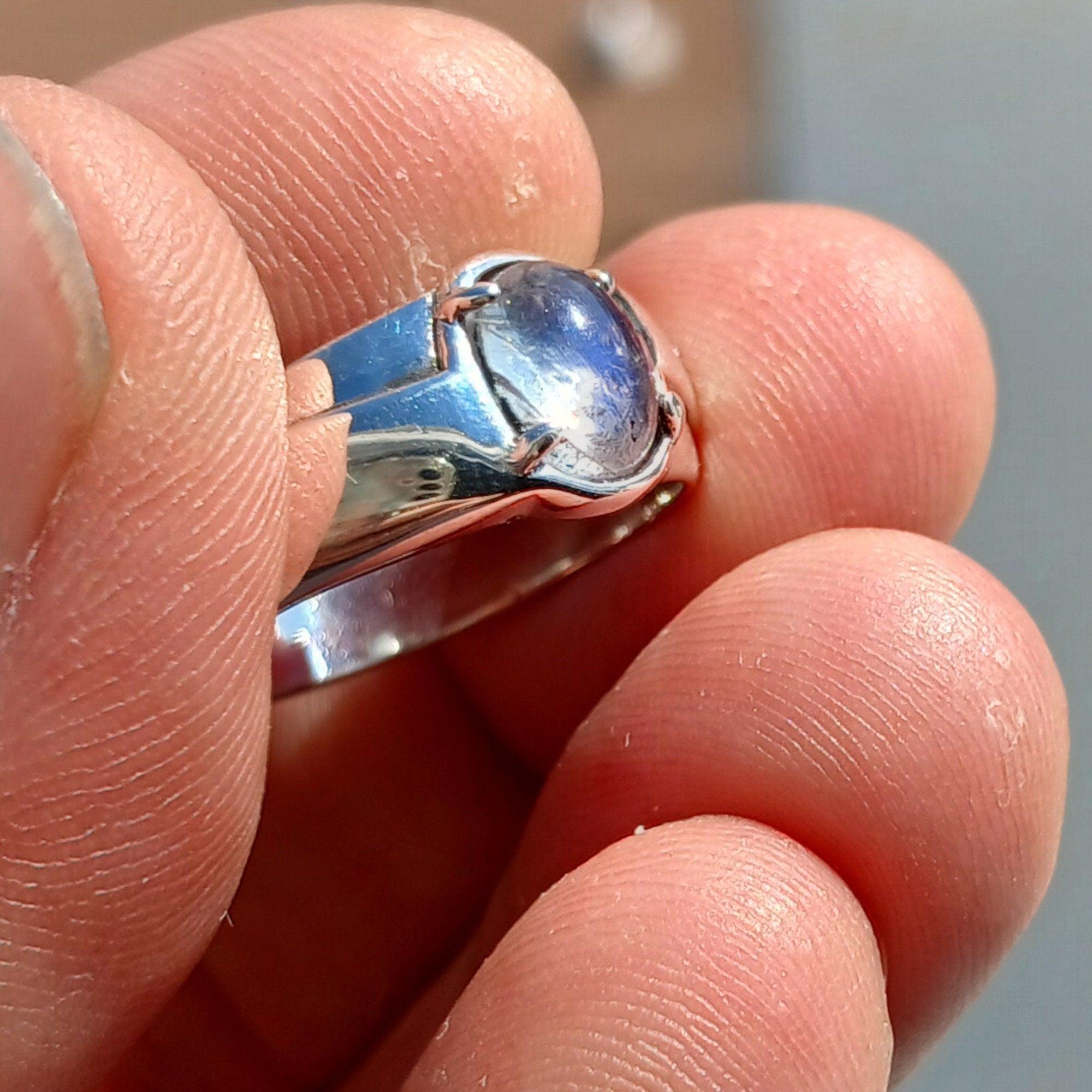 Natural Moonstone Ring, Gemstone Ring, Sterling Silver Ring, Solitaire Ring, oval Ceylon Moonstone, moonstone jewelry, gift for her, Size 9-0