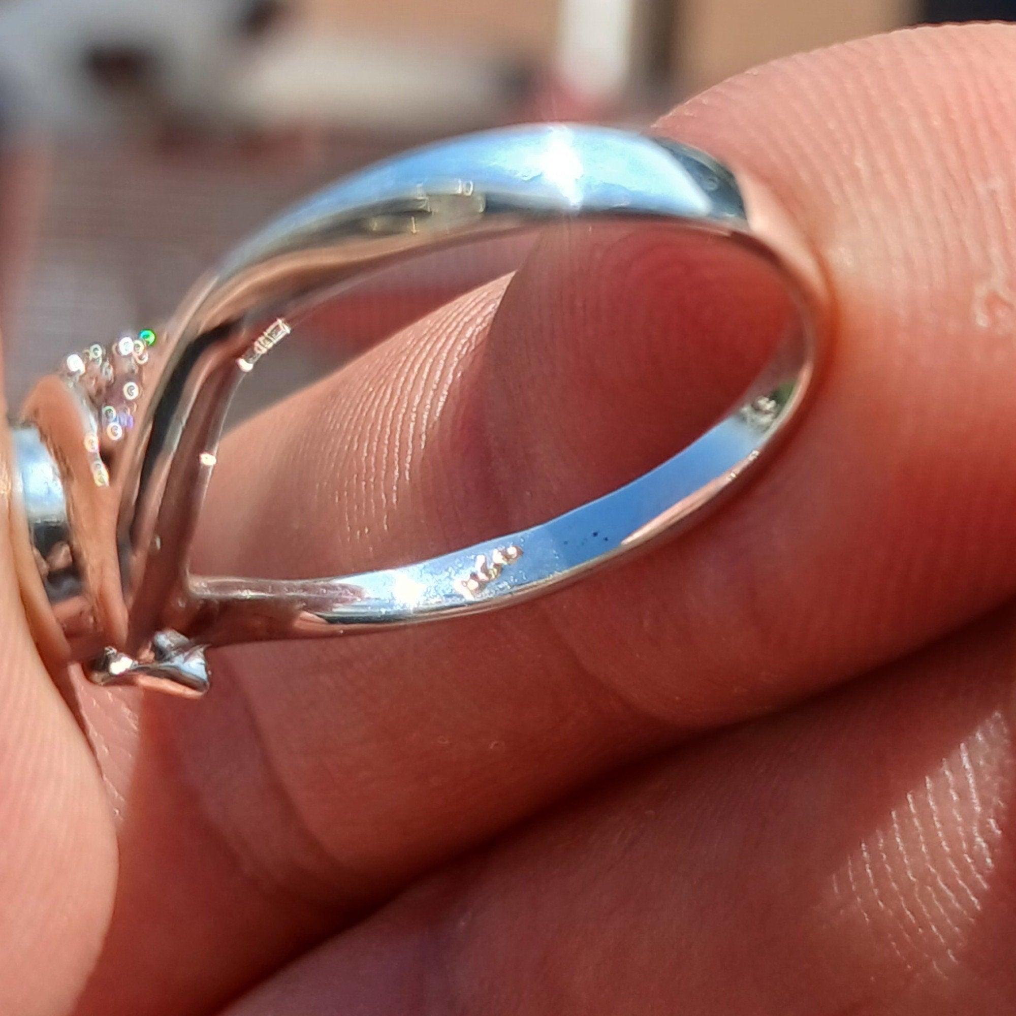 Moonstone Ring, Natural Gemstone Ring, Sterling Silver Ring, Solitaire Ring, oval Ceylon Moonstone, 4 CZ, moonstone jewelry, gift, Size 6.5-4