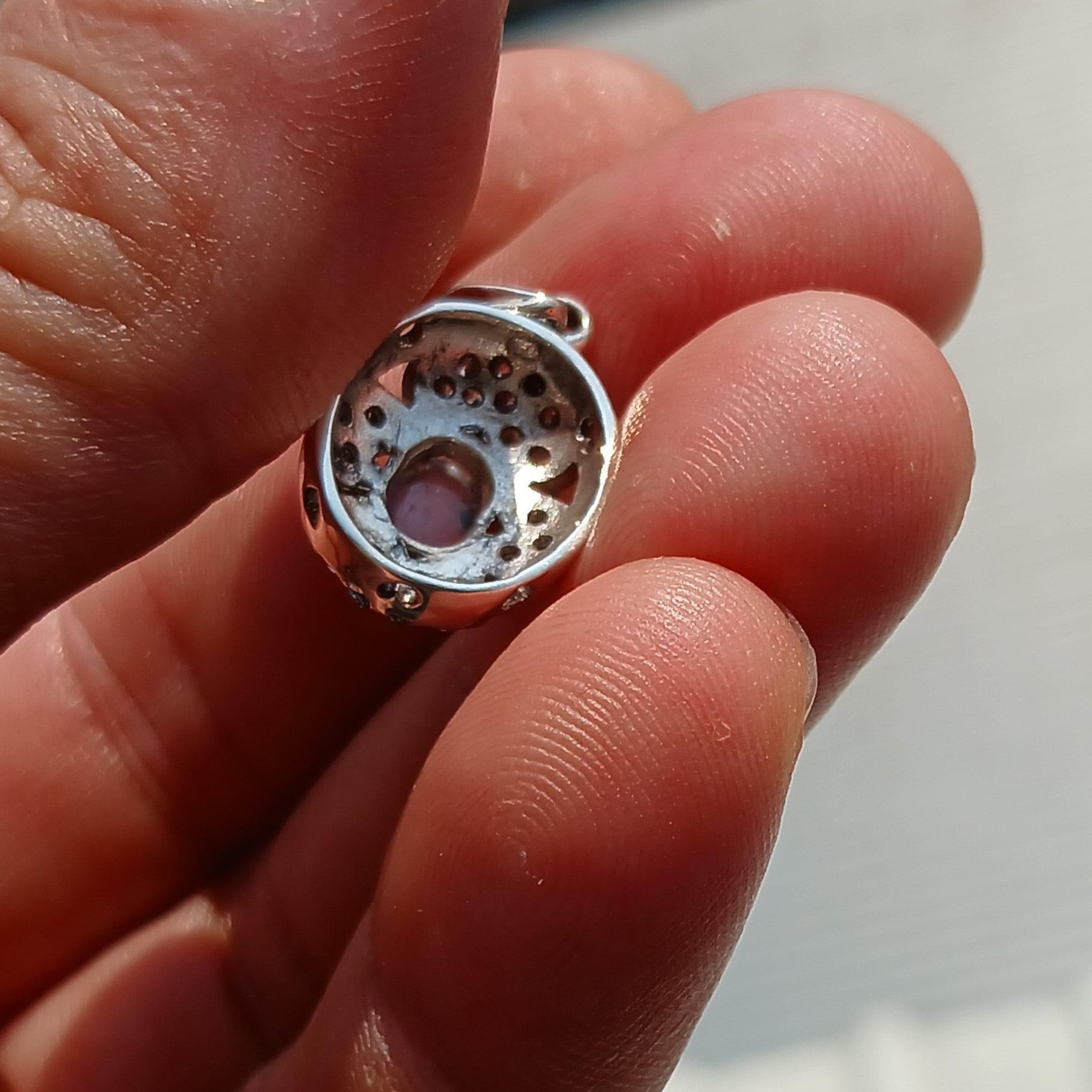 Moonstone Pendant, 4 Hearts Pendant, Sterling Silver Pendant, Ceylon Moonstone and 22 CZ, moonstone Cabochon, gift, love symbol, love charm-4