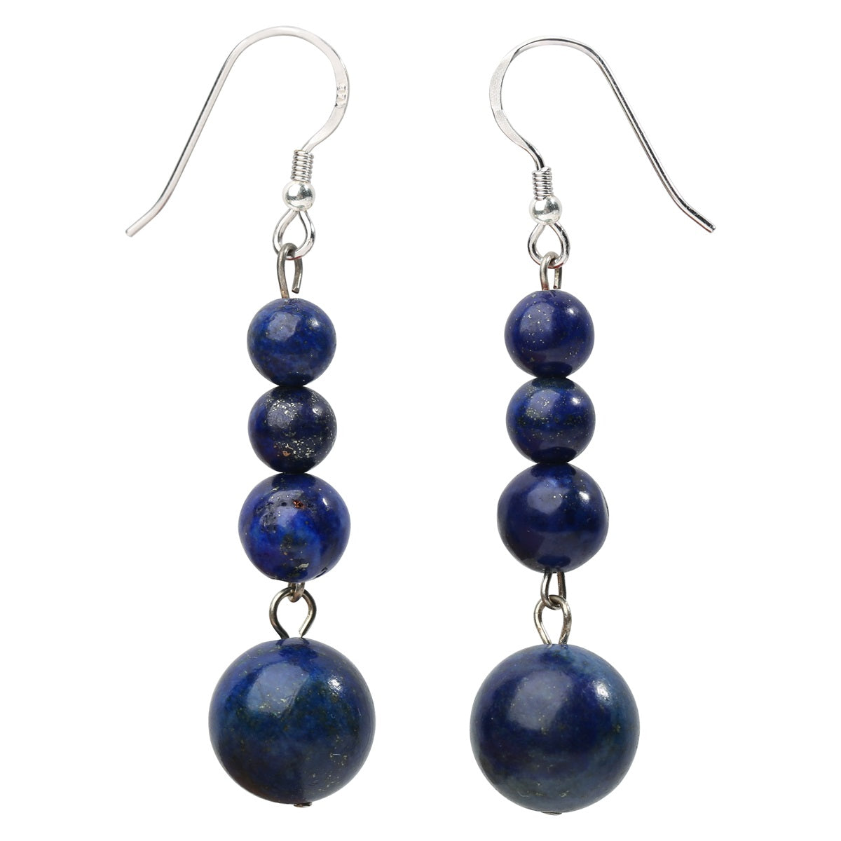 925 Sterling Silver Natural Lapis Lazuli 6 8 10mm Choker Necklace Dangle Earrings Sets Handmade Jewelry gifts For Women Mom-4